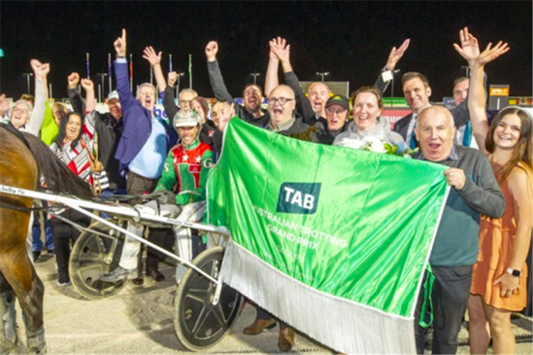 Celebrations after Just Believe won another Grand Prix at Melton.