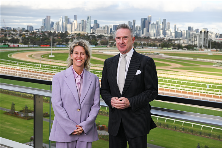 New Victoria Racing Club CEO Kylie Rogers, and Chairman Neil Wilson.