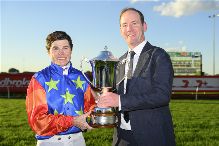 Craig Williams and Ciaron Maher after Bella Nipotina won the Ladbrokes Doomben 10,000