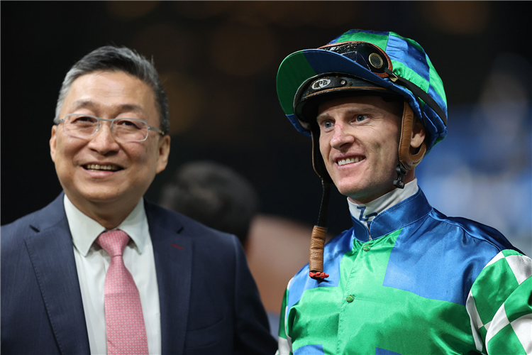 Francis Lui and Zac Purton following the win of Copartner Prance
