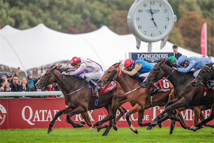 BARNAVARA winning the Prix de l’Opera at Longchamp in France.