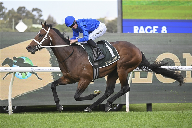 BEIWACHT winning the YULONG GOLDEN ROSE at Rosehill in Australia.