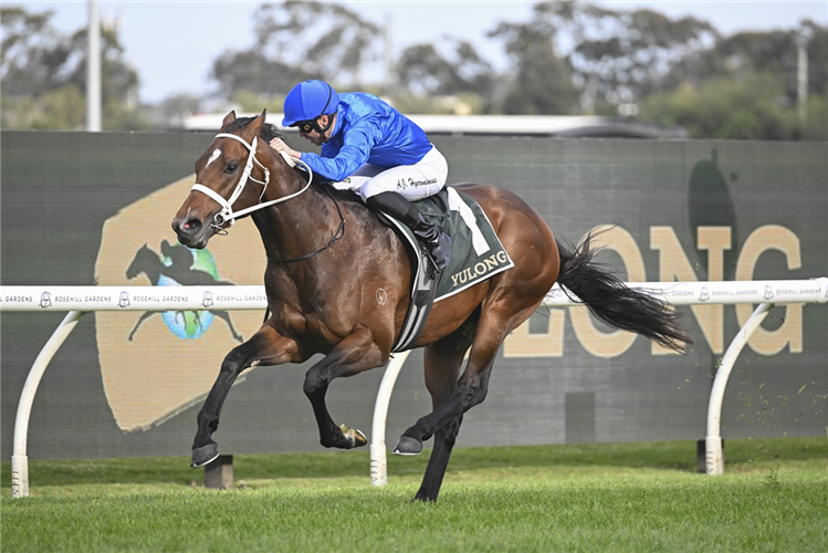 BEIWACHT winning the YULONG GOLDEN ROSE at Rosehill in Australia.