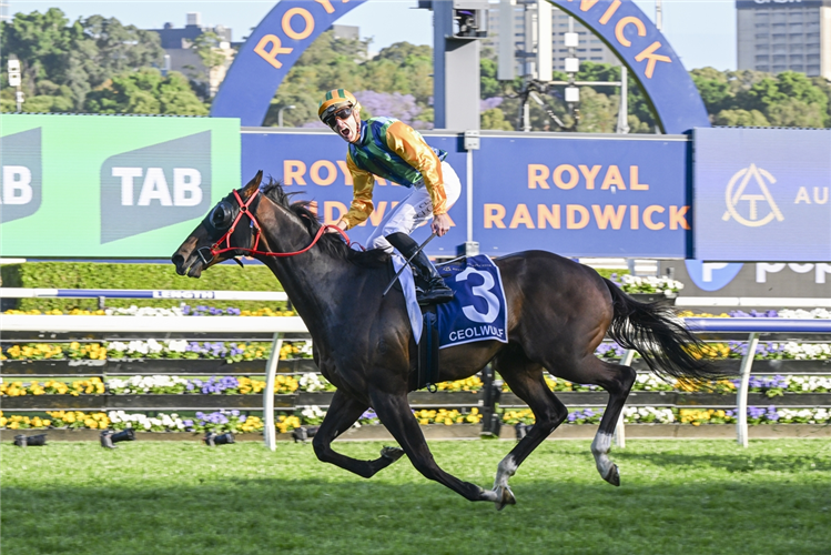 CEOLWULF winning the KING CHARLES III STAKES at Randwick in Australia.