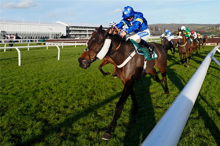 GLENGOULY winning the December Gold Cup Handicap Chase at Cheltenham in England.