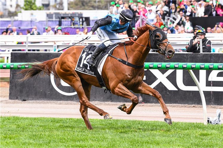 HALF YOURS winning the Lexus Melbourne Cup at Flemington in Australia.
