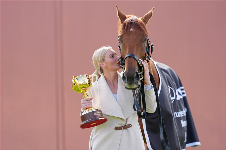 墨尔本杯冠军「半属你」同杰米·梅勒姆在弗莱明顿赛马场上