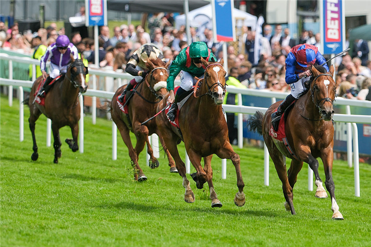 JAN BRUEGHEL winning the Coronation Cup at Epsom Downs in England.