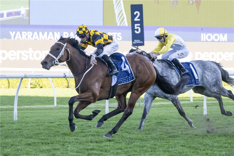JOLIESTAR winning the YARRAMAN PARK SHORTS at Randwick in Australia.