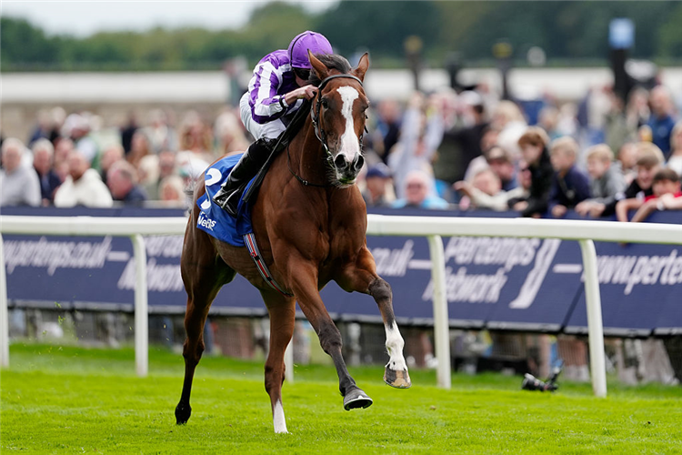 MINNIE HAUK winning the Yorkshire Oaks at York in England.
