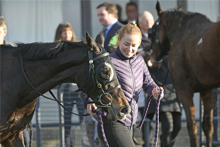 Kylie Hoskin with Opera Belle after her win in the Campbell Infrastructure 2200 at Rotorua