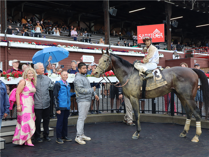 PARCHMENT PARTY after winning the Belmont Gold Cup at Saratoga.