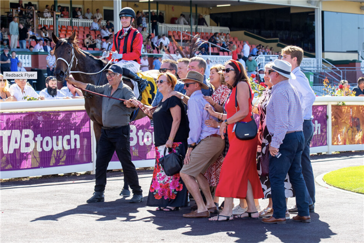 Conenctions of REDBACK FLYER after winning the Schweppes Handicap at Ascot in Perth, Western Australia