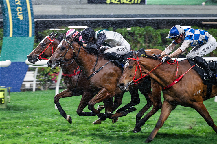 ROMANTIC SON (black cap) winning the THE KWOON CHUNG BUS 60TH ANNIVERSARY CUP (HANDICAP)