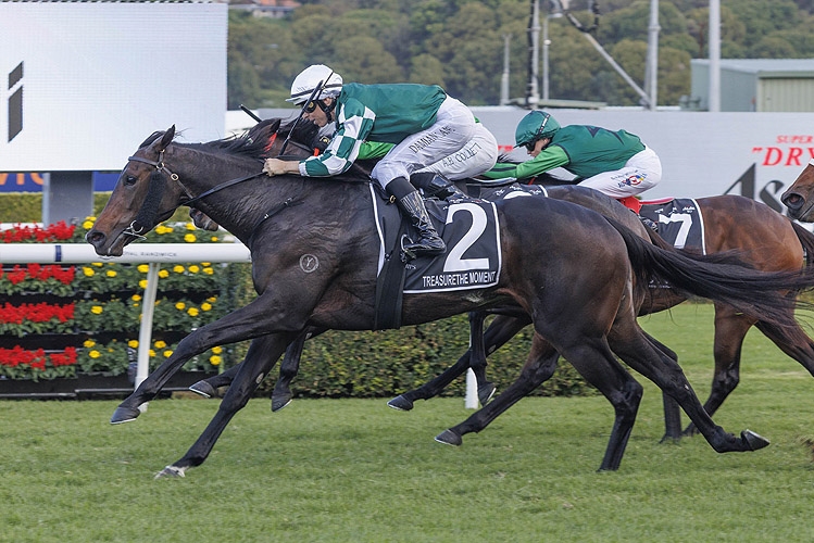TREASURETHE MOMENT winning the ASAHI SUPER DRY AUSTRALIAN OAKS