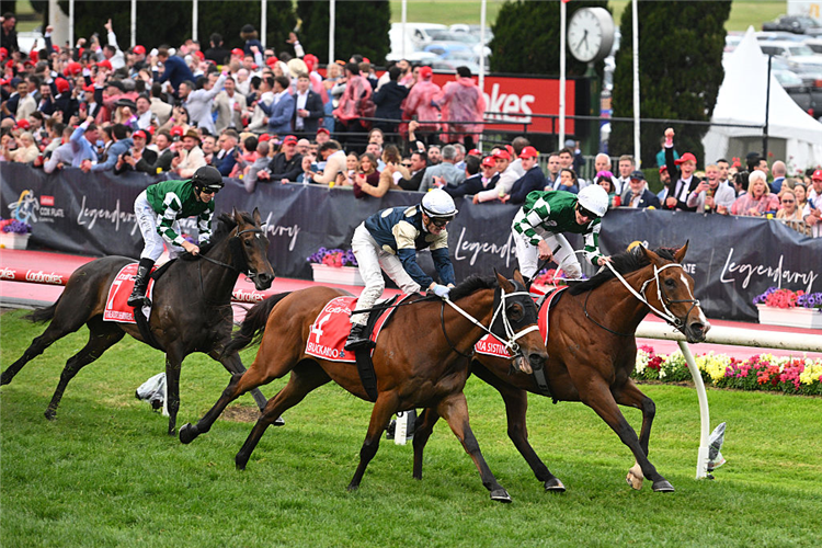 VIA SISTINA winning the Cox Plate at Moonee Valley in Australia.