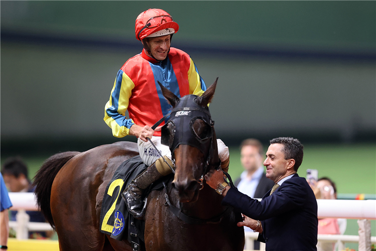 Hugh Bowman and Douglas Whyte celebrate a double.