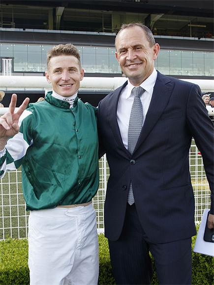 Jockey : JAMES MCDONALD with Trainer: CHRIS WALLER after, VIA SISTINA winning the TAB VERRY ELLEEGANT STAKES