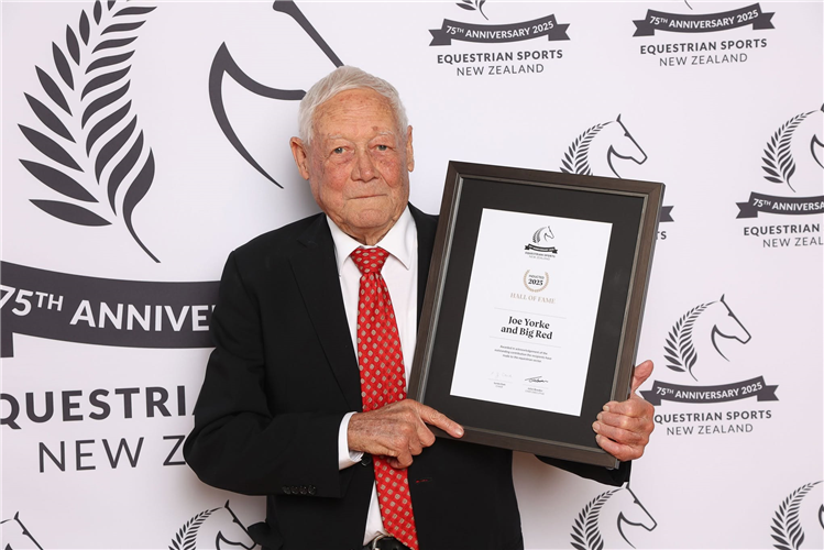 Joe Yorke being inducted into the Equestrian Sports New Zealand Hall of Fame on Friday night.