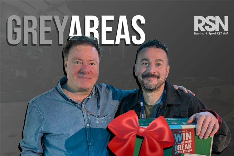 Two of Grey Areas’ roosters John Henry and George Farrugia settle their social footy bet.