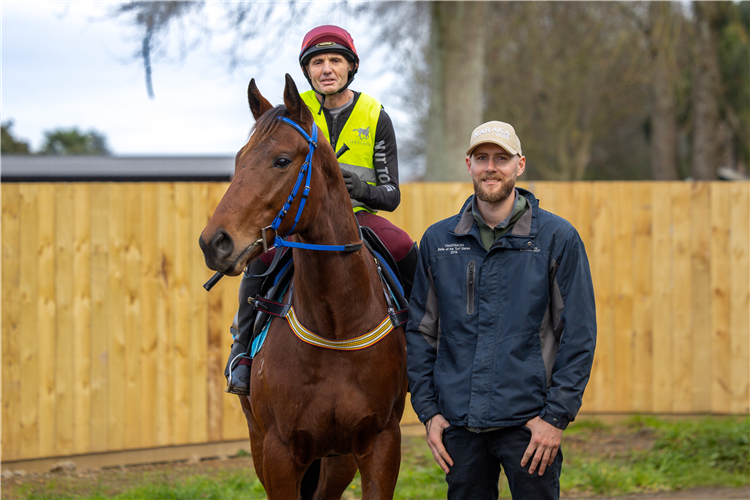 Cambridge trainer Nick Kneebone pictured with Gr.1 Melbourne Cup (3200m) winning jockey Tony Allan