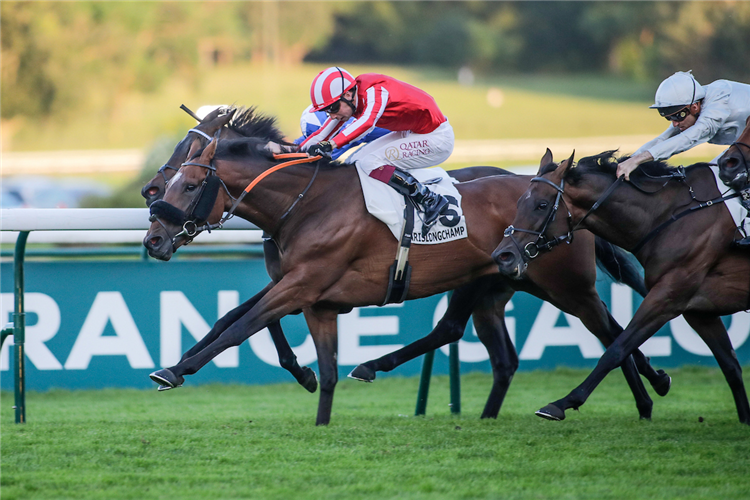 CABALLO DE MAR winning the PRIX VICOMTESSE VIGIER at Longchamp in France.
