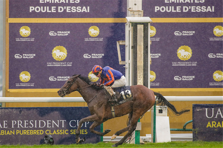 DIAMOND NECKLACE winning the EMIRATES POULE D'ESSAI DES POULICHES