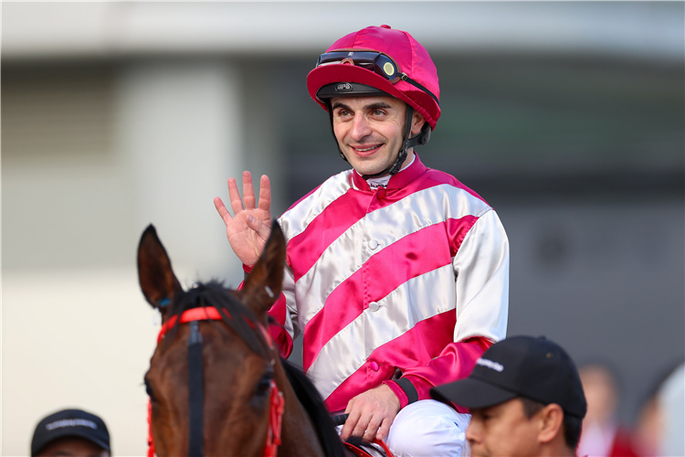 Andrea Atzeni celebrates a four-timer after Endued’s victory.