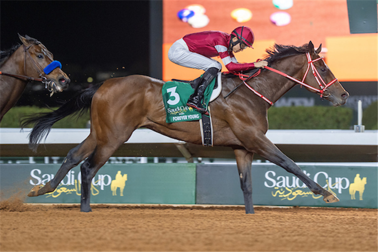 FOREVER YOUNG winning the Saudi Cup at Riyadh in Saudi Arabia.