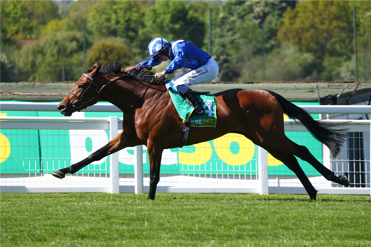 RAAHEEB winning the Bet365 Classic Trial at Sandown in England.