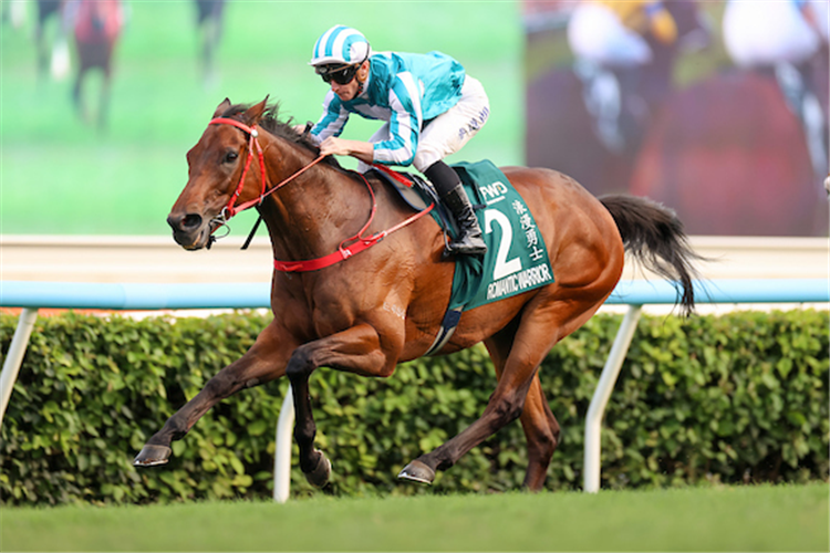 ROMANTIC WARRIOR winning the QEII Cup at Sha Tin in Hong Kong.