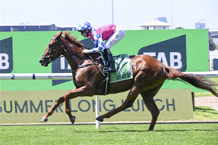 ROSE AYE winning the TAB HIGHWAY HANDICAP at Rosehill in Australia.