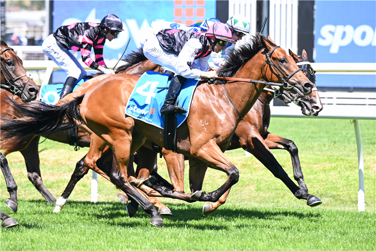 SINGLE CHOICE winning the Stow Storage Autumn Classic at Caulfield in Australia.