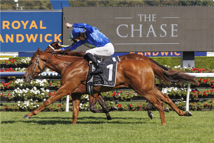 TEMPTED winning the THE CHASE SURROUND STAKES