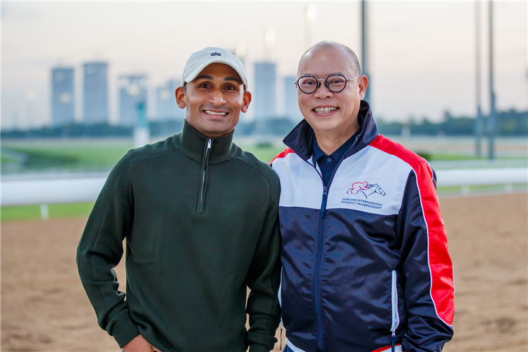 Karis Teetan and Chris So at Meydan trackwork.