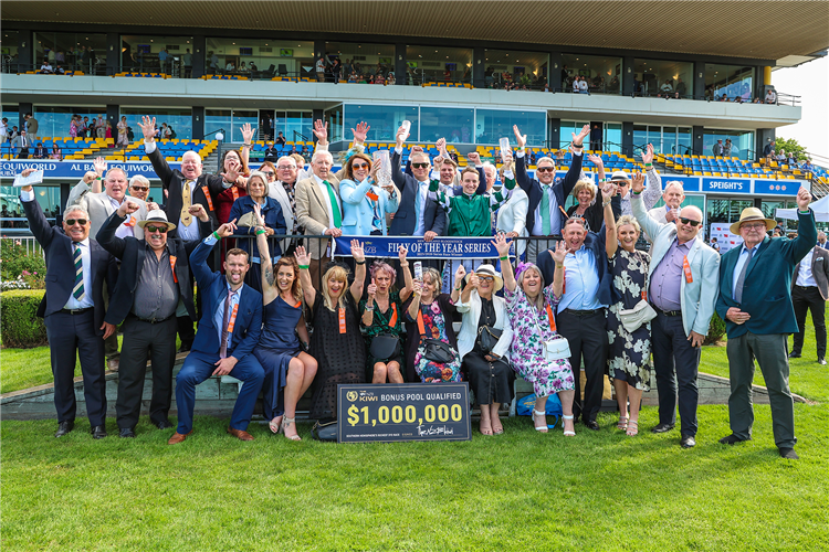 Well Written's connections pictured following her Gr.1 New Zealand 1000 Guineas (1600m) triumph.