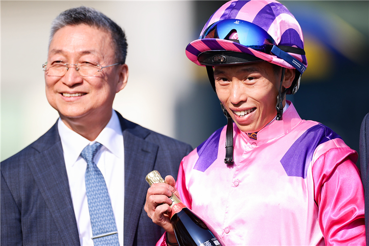 Francis Lui celebrates a treble