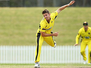 Mitch Marsh of the Warriors bowls against New South Wales. October 10, 2015 Sydney Australia.