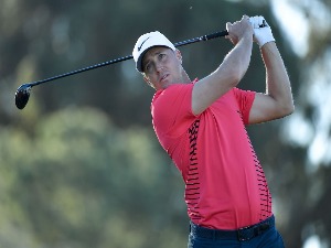 ALEX NOREN of Sweden plays his tee shot during the final round of the Farmers Insurance Open at Torrey Pines in South San Diego, California.