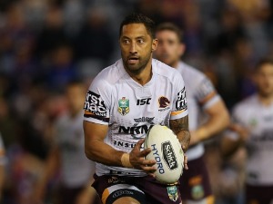 BENJI MARSHALL of the Broncos in action during the NRL match between the Newcastle Knights and the Brisbane Broncos at McDonald Jones Stadium in Newcastle, Australia.