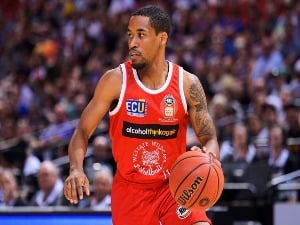 BRYCE COTTON of the Wildcats controls the ball during the NBL match between the Sydney Kings and the Perth Wildcats at Qudos Bank Arena in Sydney, Australia.