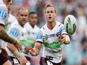 DALY CHERRY-EVANS of the Sea Eagles passes during the NRL match between the Sydney Roosters and the Manly Sea Eagles at Allianz Stadium in Sydney, Australia.
