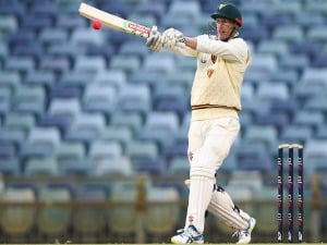 GEORGE BAILEY of the Tigers bats during day two of the Sheffield Shield match between Western Australia and Tasmania at the WACA in Perth, Australia.