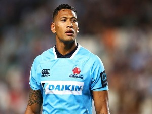ISRAEL FOLAU of the Waratahs watches on during the Super Rugby match between the Waratahs and the Stormers at Allianz Stadium Sydney,Australia.