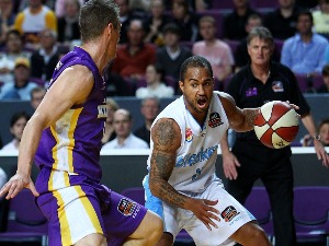 KEVIN BRASWELL of the Breakers in action during the NBL match between the Sydney Kings and the New Zealand Breakers at Sydney Entertainment Centre in Sydney, Australia.