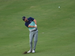 MARC LEISHMAN of Australia plays a shot during the first round of the Sentry Tournament of Champions at Plantation Course in Hawaii.