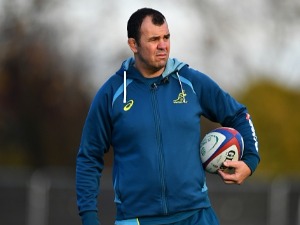 MICHAEL CHEIKA, Head Coach of Australia looks on during a training session at the Lensbury Hotel in London, England.