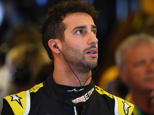 DANIEL RICCIARDO of Australia and Renault Sport F1 looks on in the garage during practice for the F1 Grand Prix of Australia at Melbourne Grand Prix Circuit in Melbourne, Australia.