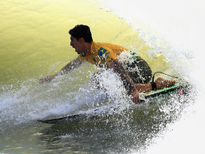 GABRIEL MEDINA of Brazil competes during the men's final round of the World Surf League Surf Ranch Pro in Lemoore, California.