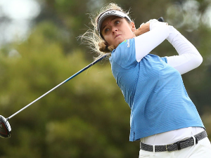 HANNAH GREEN of Australia plays a shot during Day two of the ISPS Handa Vic Open at 13th Beach Golf Club in Geelong, Australia.